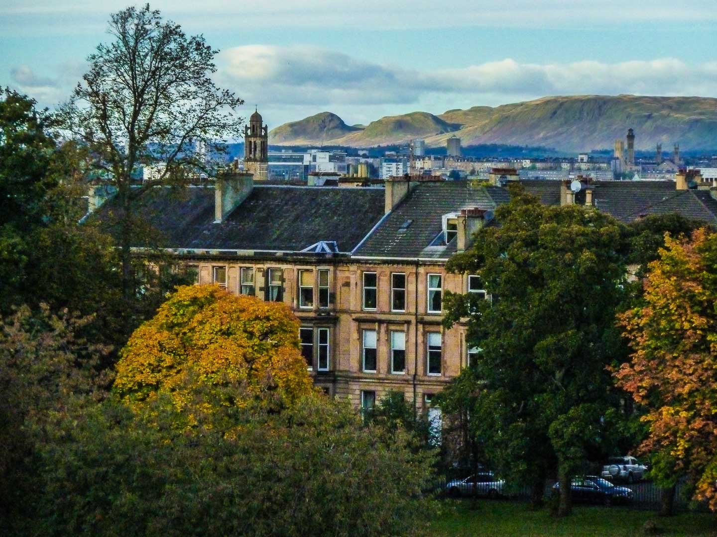 FROM QUEENS PARK
looking north, across the west of the city, to the Campsie Fells beyond
